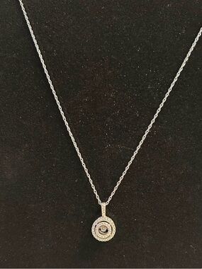 Classic Silver Halo Pendant Necklace - Elegant Diamond Drop